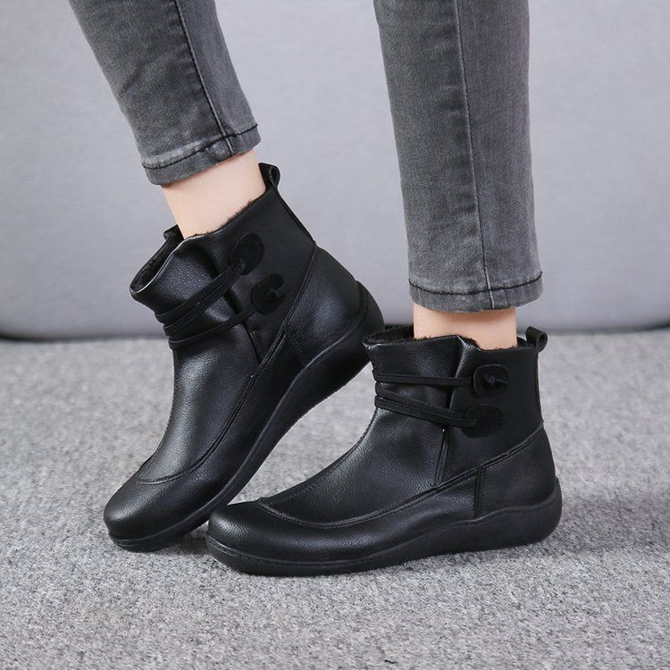 Vintage Fashion For Mens - Women Vintage Round Toe PU Leather