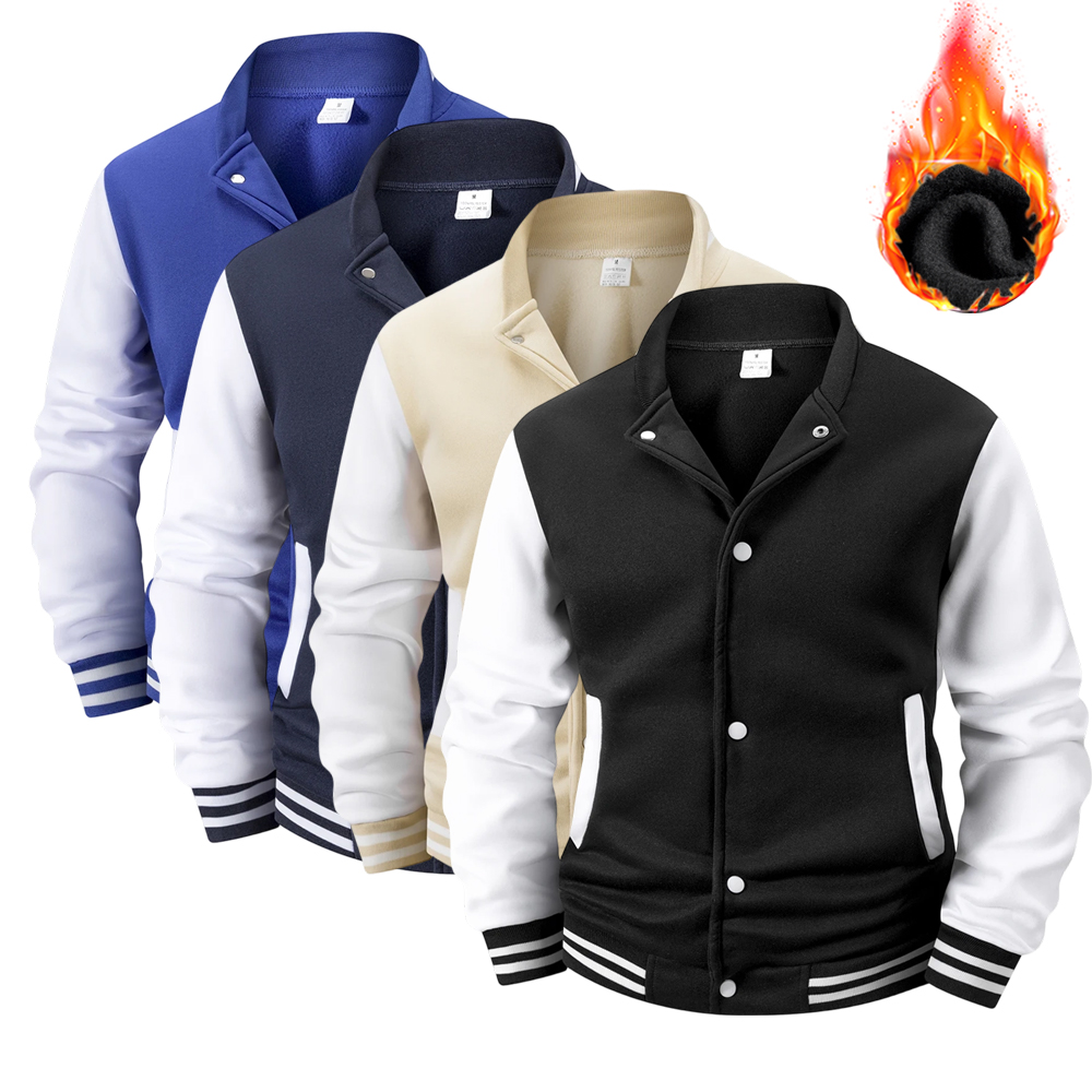 Varsity Jacket Wool - Men's Fleece-Lined Varsity Jacket Autumn Winter
