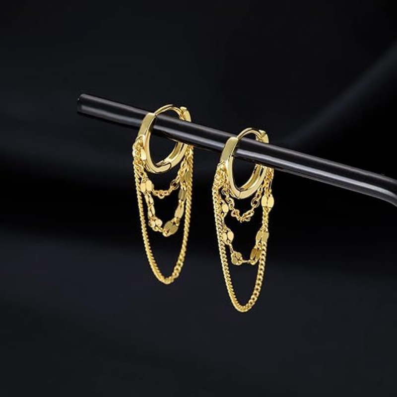 Vintage Fashion For Mens - Punk Long Tassel Metal Chains Hoop