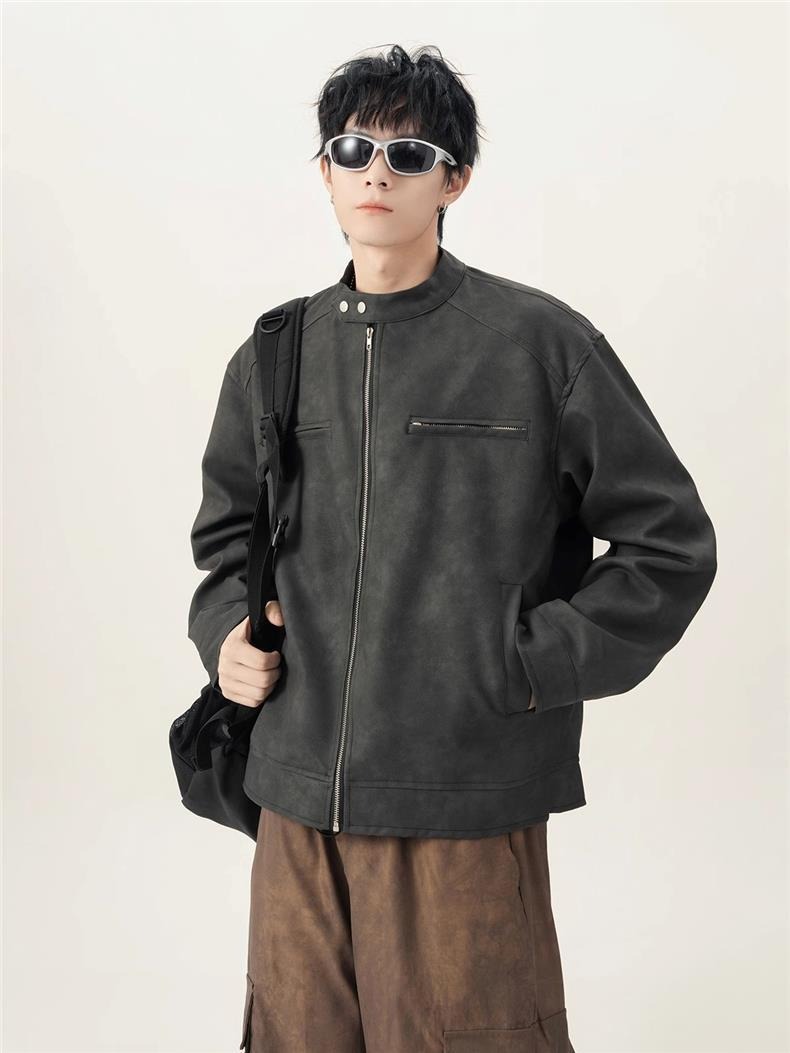 Men's American Retro Brown Lea - Varsity Jacket Wool 评论和价格