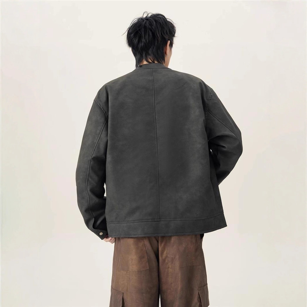 Men's American Retro Brown Lea - Varsity Jacket Wool 评论和价格
