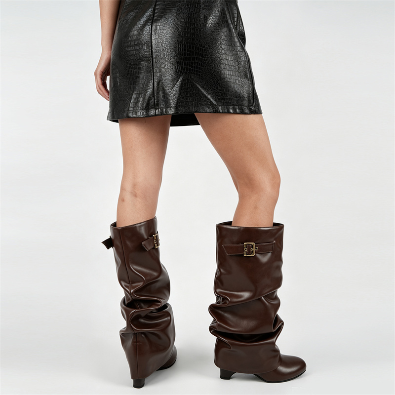 Onlymaker Brown Faux Leather S - Vintage Fashion Boots 评论和价格