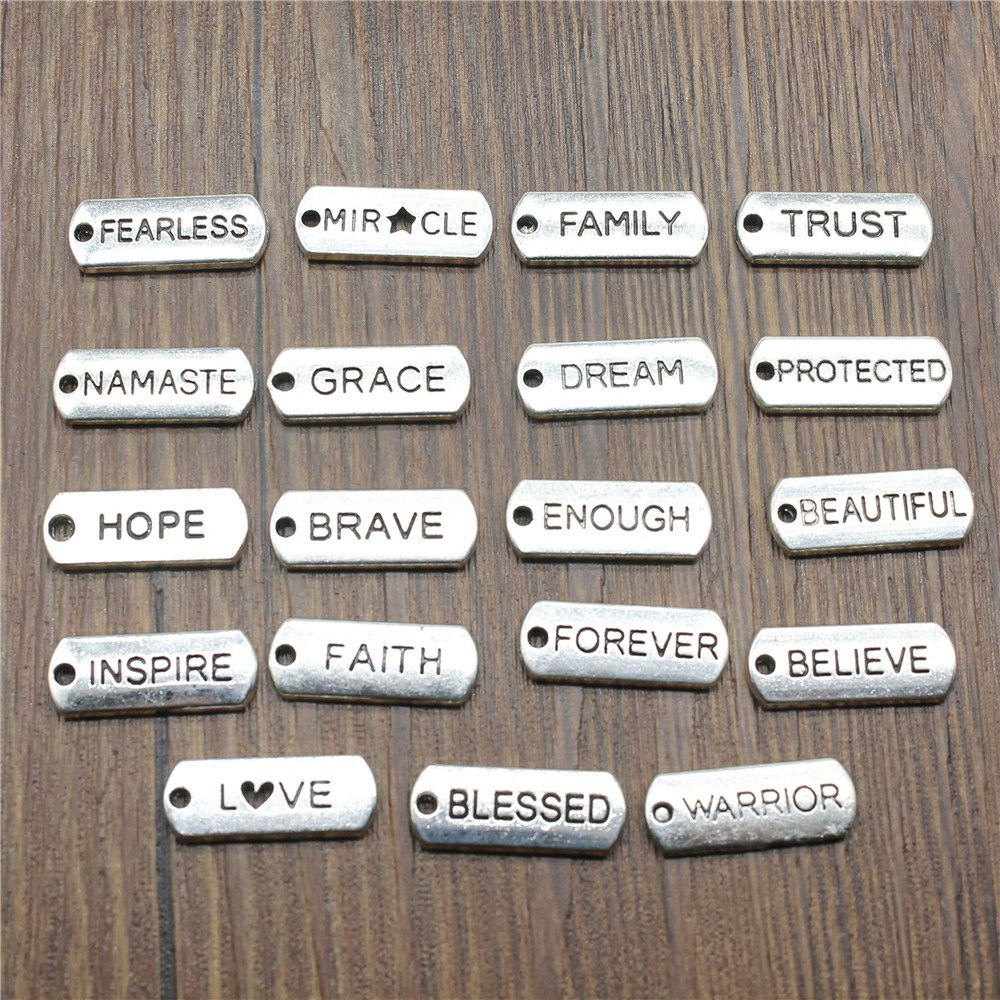 10pcs Word Tags Pendant Charms - Vintage Fashion Tags 评论和价格