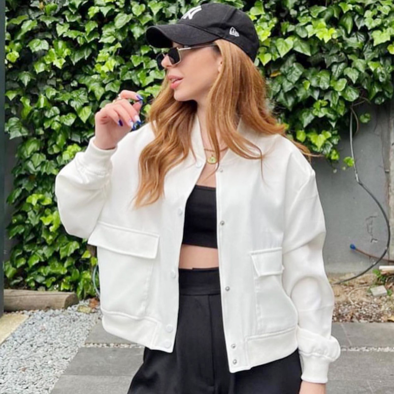 HXAO Women's Bomber Jacket Cro - Varsity Jacket Wool 评论和价格