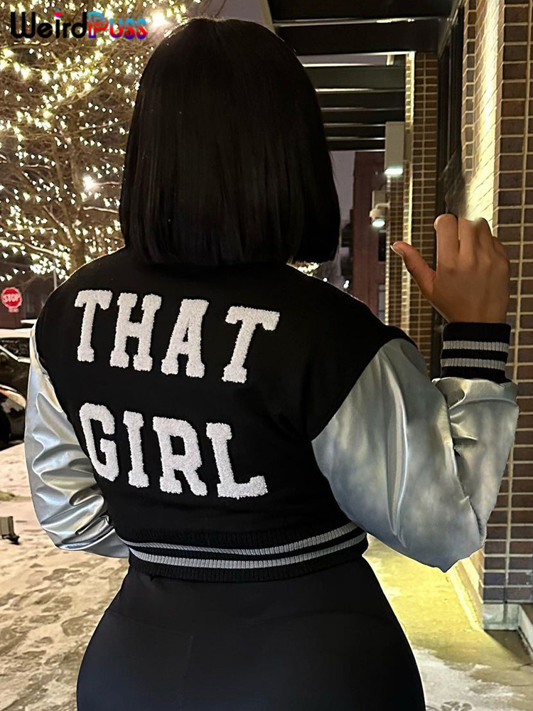 Weird Puss Fluffy Letter Short - Varsity Jacket Wool 评论和价格