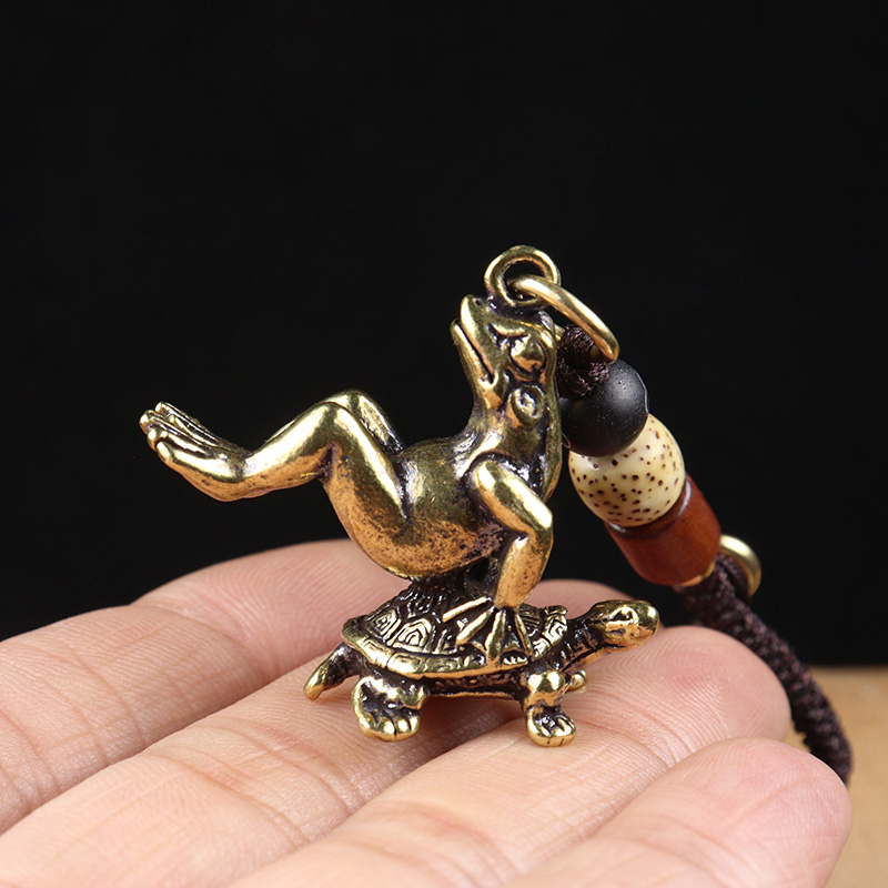Copper Turtle Carrying Frog Ke - Vintage Fashion Ornaments 评论和价格