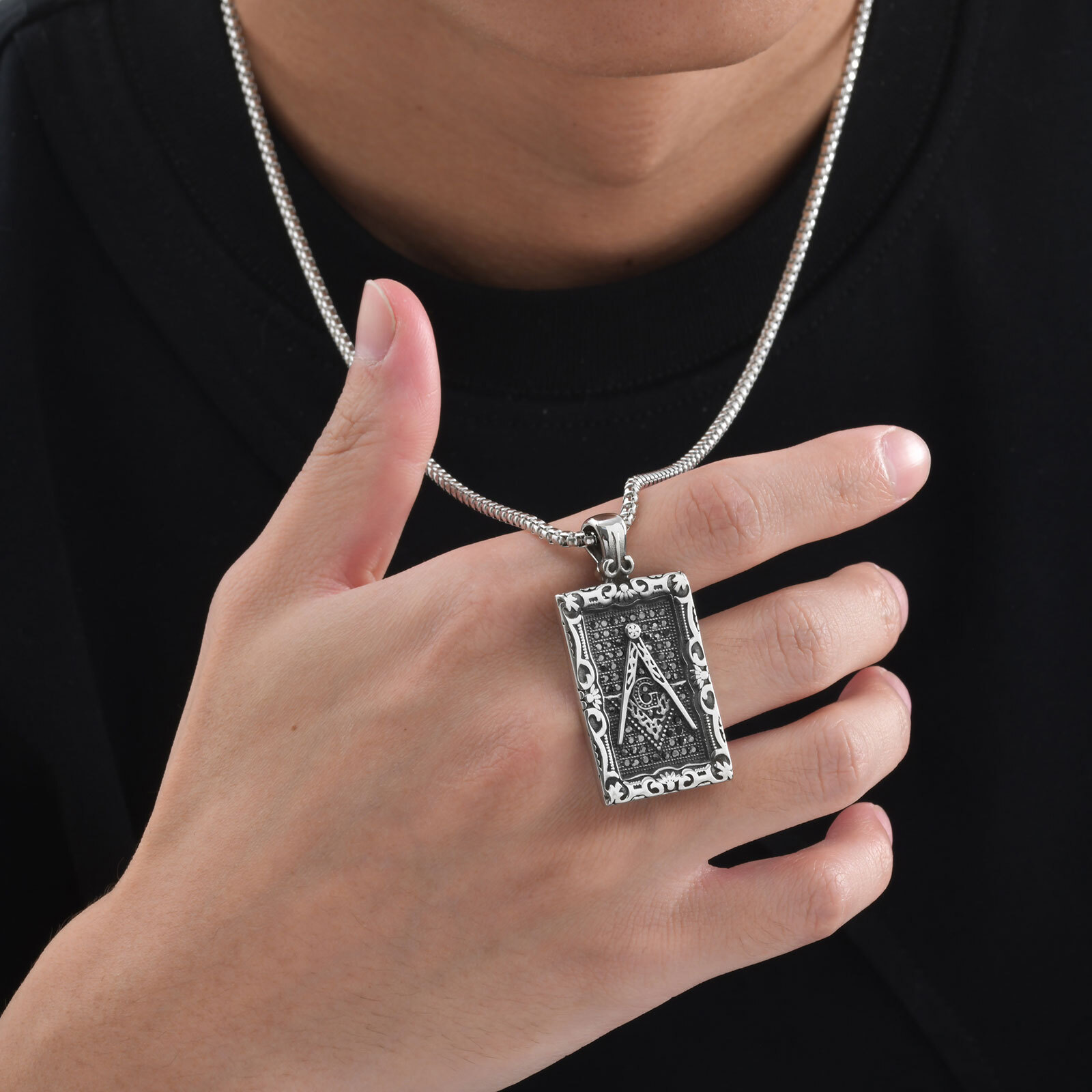Freemason Square Pendant Neckl - Vintage Fashion Tags 评论和价格