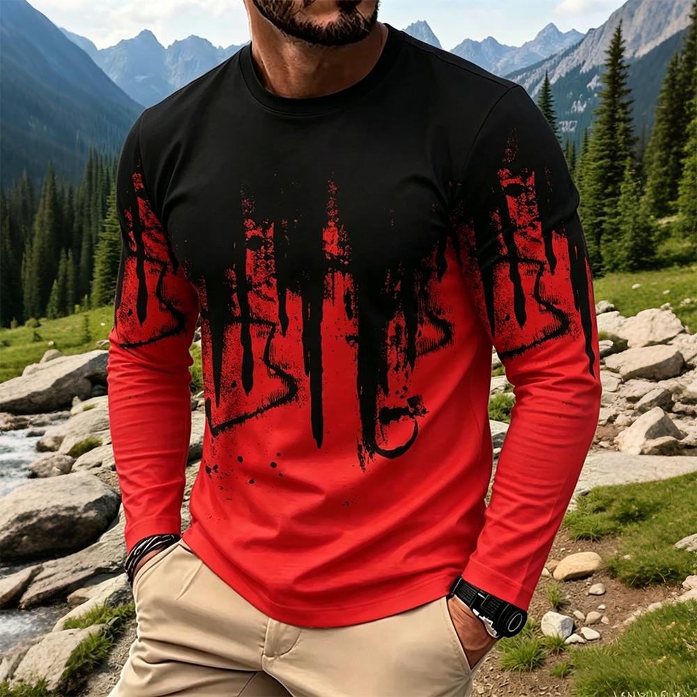 Men's Gradient Ink Splash Long - Vintage Fashion For Mens 评论和价格