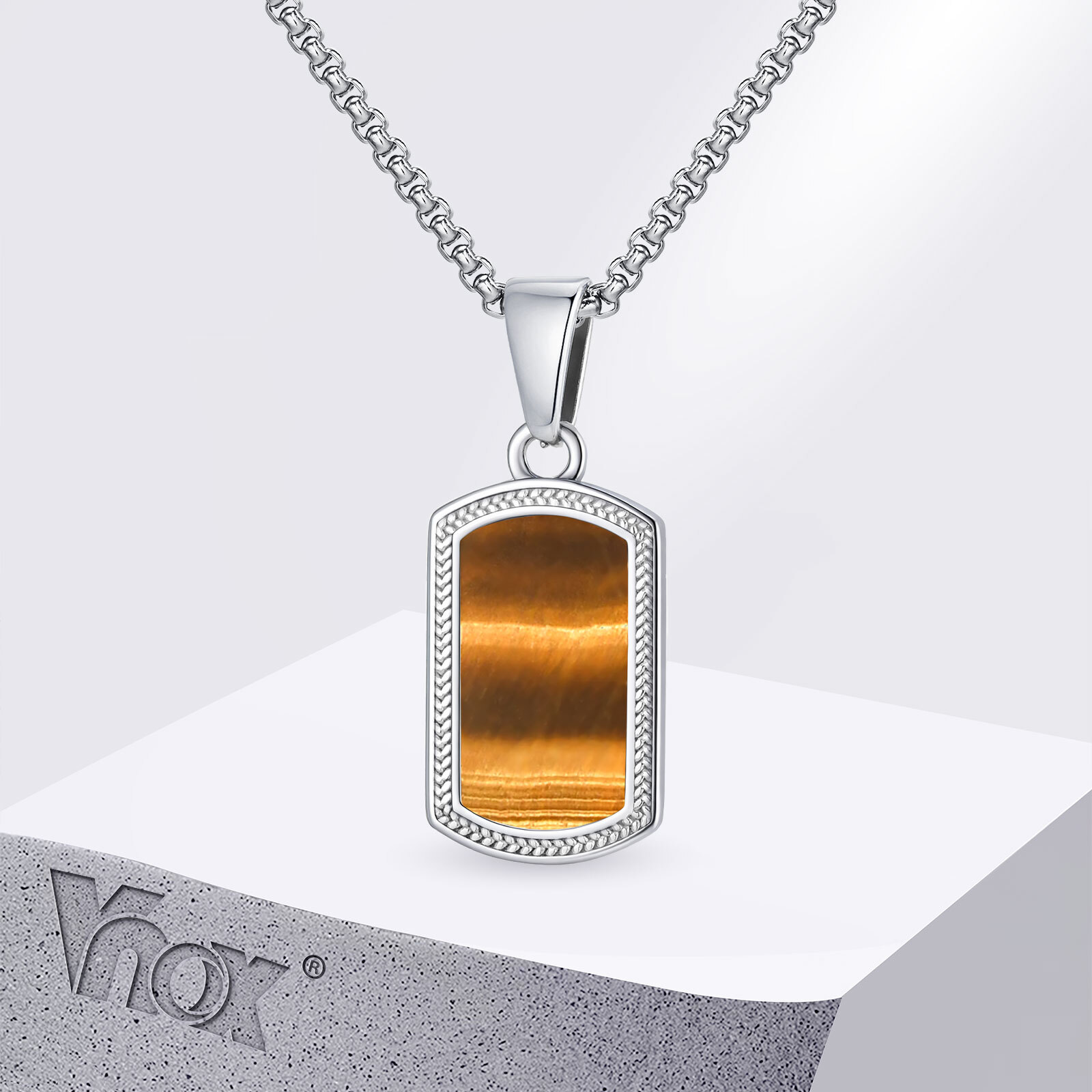 Vnox Stainless Steel Tiger Eye - Vintage Fashion Tags 评论和价格