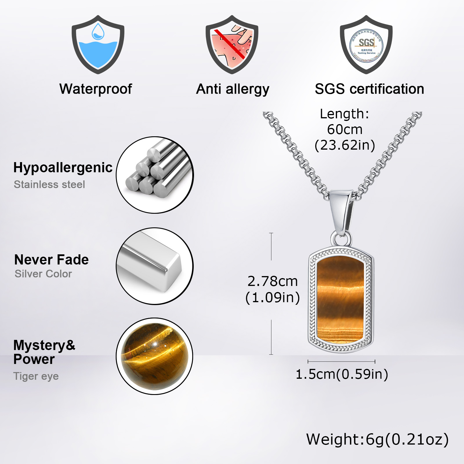 Vnox Stainless Steel Tiger Eye - Vintage Fashion Tags 评论和价格